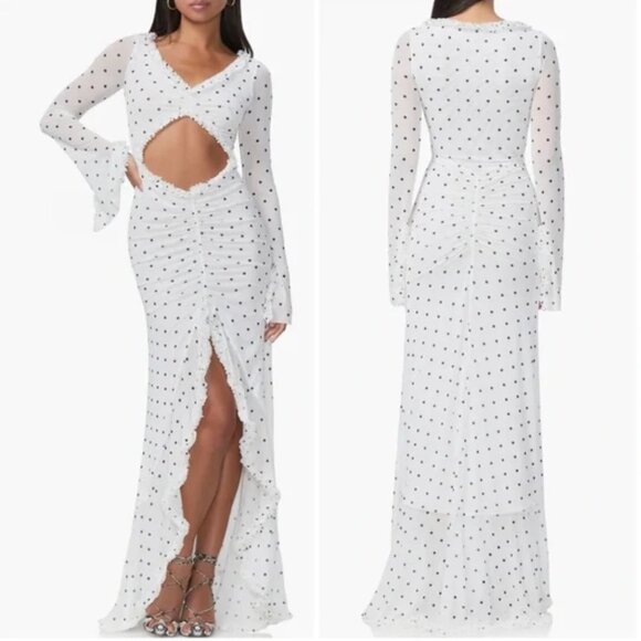 AFRM Dresses & Skirts - NWT AFRM Cat Ruffle Micro Maxi in Blanc Micro Dot Size S.